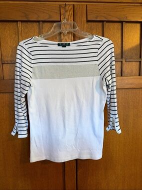 NWOT Lauren Ralph Lauren White & Black Top
